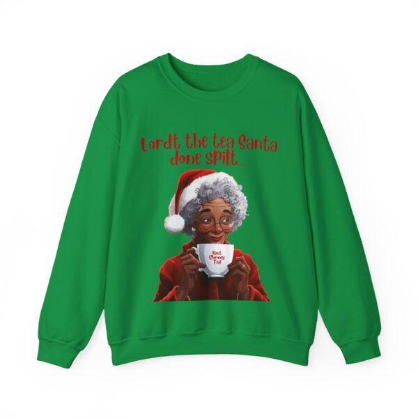 Santa Spills The Tea Sweatshirt, Humourous Gift for Her, Christmas Gift for Her, Black Mrs Claus, Funny Christmas Sweatshirt  - 496b - Image 3