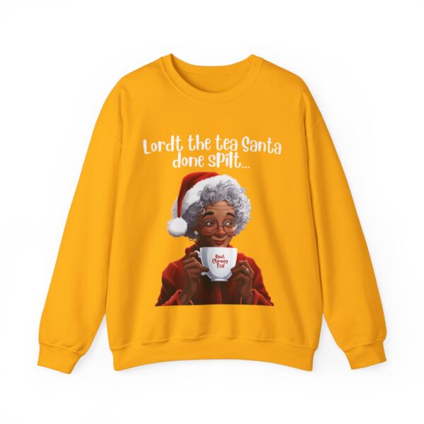 Santa Spills The Tea Sweatshirt, Humourous Gift for Her, Christmas Gift for Her, Black Mrs Claus, Funny Christmas Sweatshirt  - 496b - Image 7