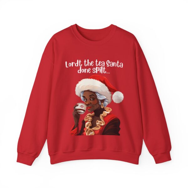 Santa Spills The Tea Sweatshirt, Humourous Gift for Her, Christmas Gift for Her, Black Mrs Claus, Funny Christmas Sweatshirt  - 496c - Image 4
