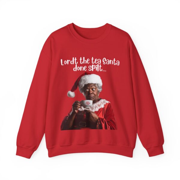Santa Spills The Tea Sweatshirt, Humourous Gift for Her, Christmas Gift for Her, Black Mrs Claus, Funny Christmas Sweatshirt  - 496d - Image 4
