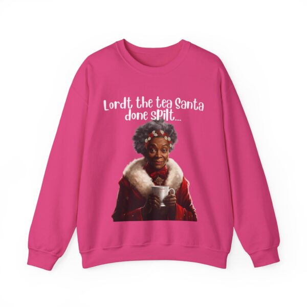 Santa Spills The Tea Sweatshirt, Humourous Gift for Her, Christmas Gift for Her, Black Mrs Claus, Funny Christmas Sweatshirt  - 496g - Image 2
