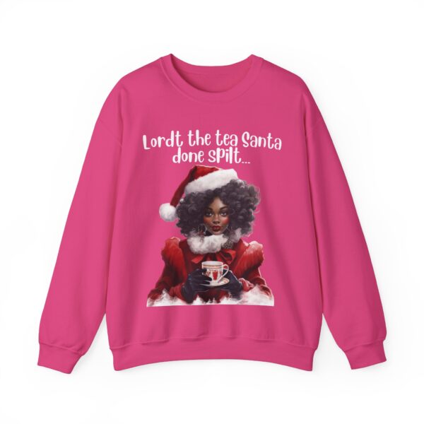 Santa Spills The Tea Sweatshirt, Humourous Gift for Her, Christmas Gift for Her, Black Mrs Claus, Funny Christmas Sweatshirt  - 496f - Image 2