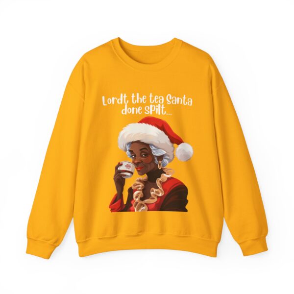 Santa Spills The Tea Sweatshirt, Humourous Gift for Her, Christmas Gift for Her, Black Mrs Claus, Funny Christmas Sweatshirt  - 496c - Image 7