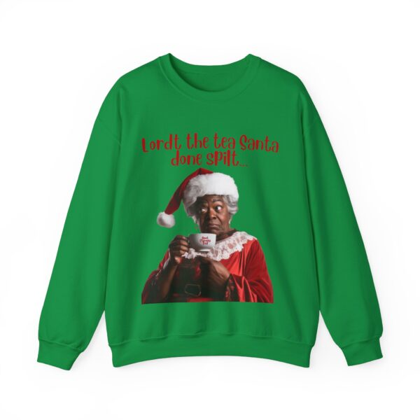 Santa Spills The Tea Sweatshirt, Humourous Gift for Her, Christmas Gift for Her, Black Mrs Claus, Funny Christmas Sweatshirt  - 496d - Image 3