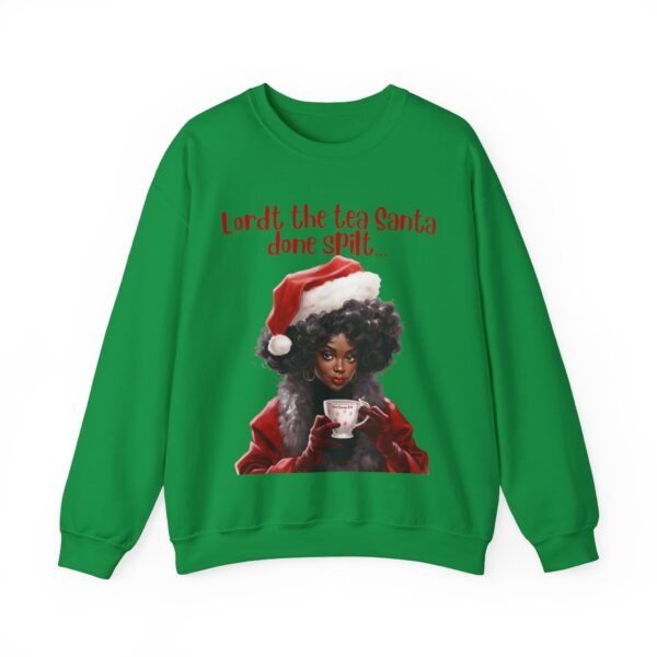 Santa Spills The Tea Sweatshirt, Humourous Gift for Her, Christmas Gift for Her, Black Mrs Claus, Funny Christmas Sweatshirt  - 496a - Image 3