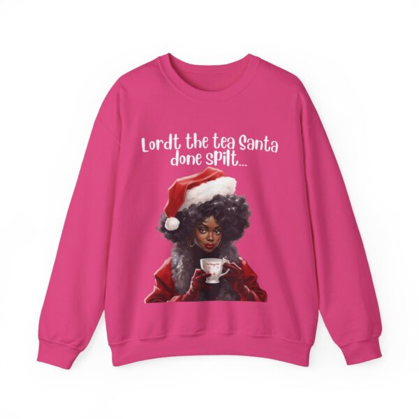 Santa Spills The Tea Sweatshirt, Humourous Gift for Her, Christmas Gift for Her, Black Mrs Claus, Funny Christmas Sweatshirt  - 496a - Image 2