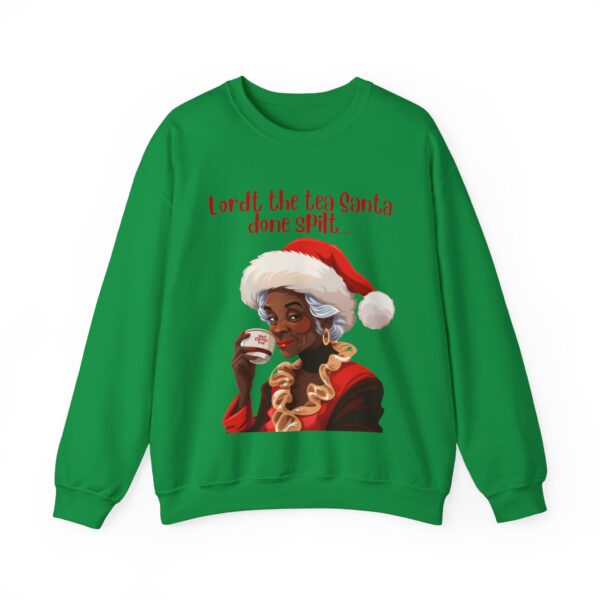 Santa Spills The Tea Sweatshirt, Humourous Gift for Her, Christmas Gift for Her, Black Mrs Claus, Funny Christmas Sweatshirt  - 496c - Image 3