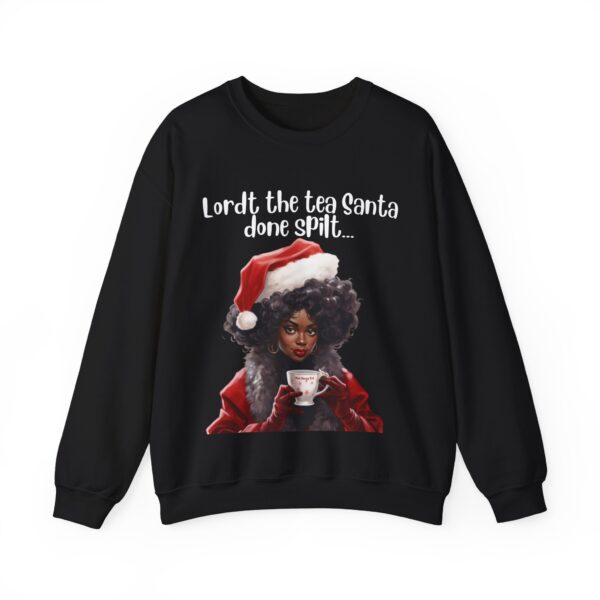 Santa Spills The Tea Sweatshirt, Humourous Gift for Her, Christmas Gift for Her, Black Mrs Claus, Funny Christmas Sweatshirt  - 496a - Image 6