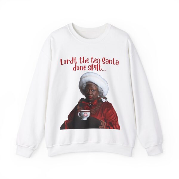 Santa Spills The Tea Sweatshirt, Humourous Gift for Her, Christmas Gift for Her, Black Mrs Claus, Funny Christmas Sweatshirt  - 496e - Image 5