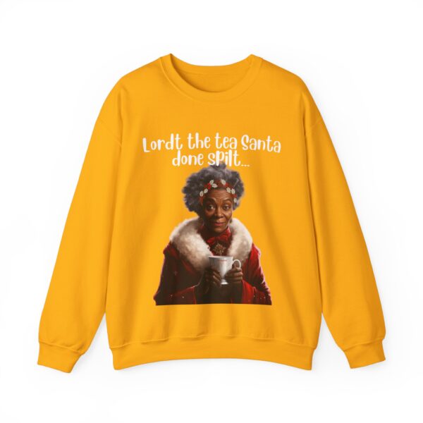 Santa Spills The Tea Sweatshirt, Humourous Gift for Her, Christmas Gift for Her, Black Mrs Claus, Funny Christmas Sweatshirt  - 496g - Image 7