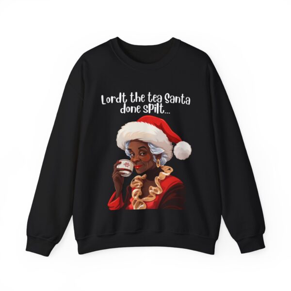 Santa Spills The Tea Sweatshirt, Humourous Gift for Her, Christmas Gift for Her, Black Mrs Claus, Funny Christmas Sweatshirt  - 496c - Image 6