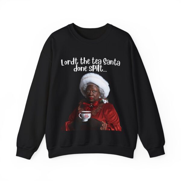 Santa Spills The Tea Sweatshirt, Humourous Gift for Her, Christmas Gift for Her, Black Mrs Claus, Funny Christmas Sweatshirt  - 496e - Image 6
