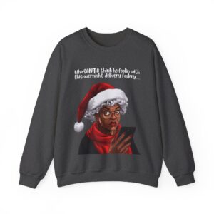Santa Getting Side Eye Sweatshirt, Humourous Gift for Her, Christmas Gift for Her, Black Mrs Claus, Funny Christmas Sweatshirt  - 497b