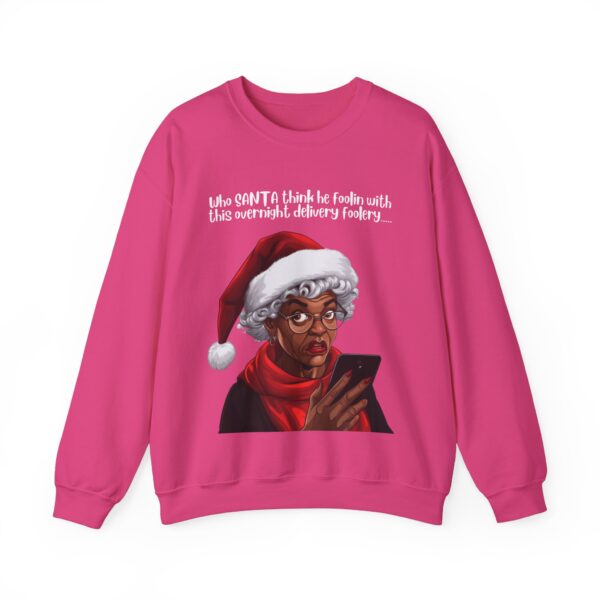 Santa Getting Side Eye Sweatshirt, Humourous Gift for Her, Christmas Gift for Her, Black Mrs Claus, Funny Christmas Sweatshirt  - 497b - Image 2