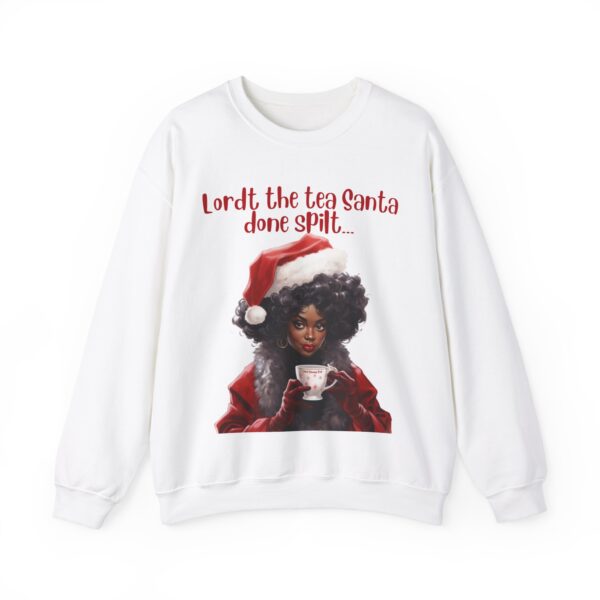 Santa Spills The Tea Sweatshirt, Humourous Gift for Her, Christmas Gift for Her, Black Mrs Claus, Funny Christmas Sweatshirt  - 496a - Image 5
