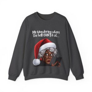 Santa Getting Side Eye Sweatshirt, Humourous Gift for Her, Christmas Gift for Her, Black Mrs Claus, Funny Christmas Sweatshirt  - 497c