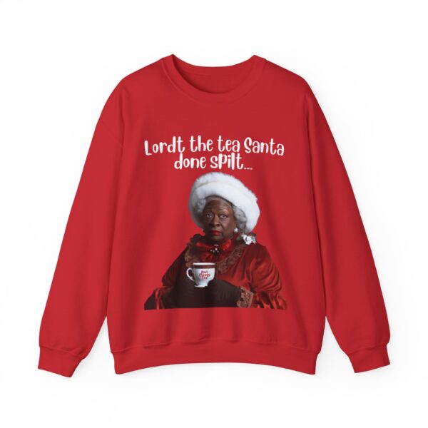 Santa Spills The Tea Sweatshirt, Humourous Gift for Her, Christmas Gift for Her, Black Mrs Claus, Funny Christmas Sweatshirt  - 496e - Image 4