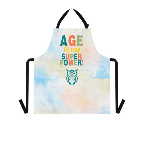 Age Is My Superpower Apron – Funny Gift for Older Women, Owl Print Cooking Apron with Pockets, Age Positive Kitchen Wear, Grandma Chef Gift - Image 3