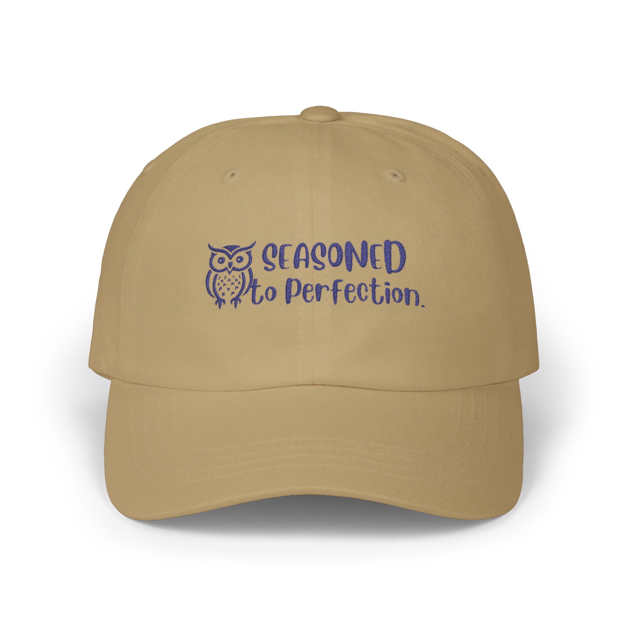 Seasoned To Perfection (Blue Letters) Classic Cap – Multiple Colors for Stylish Women Over 50