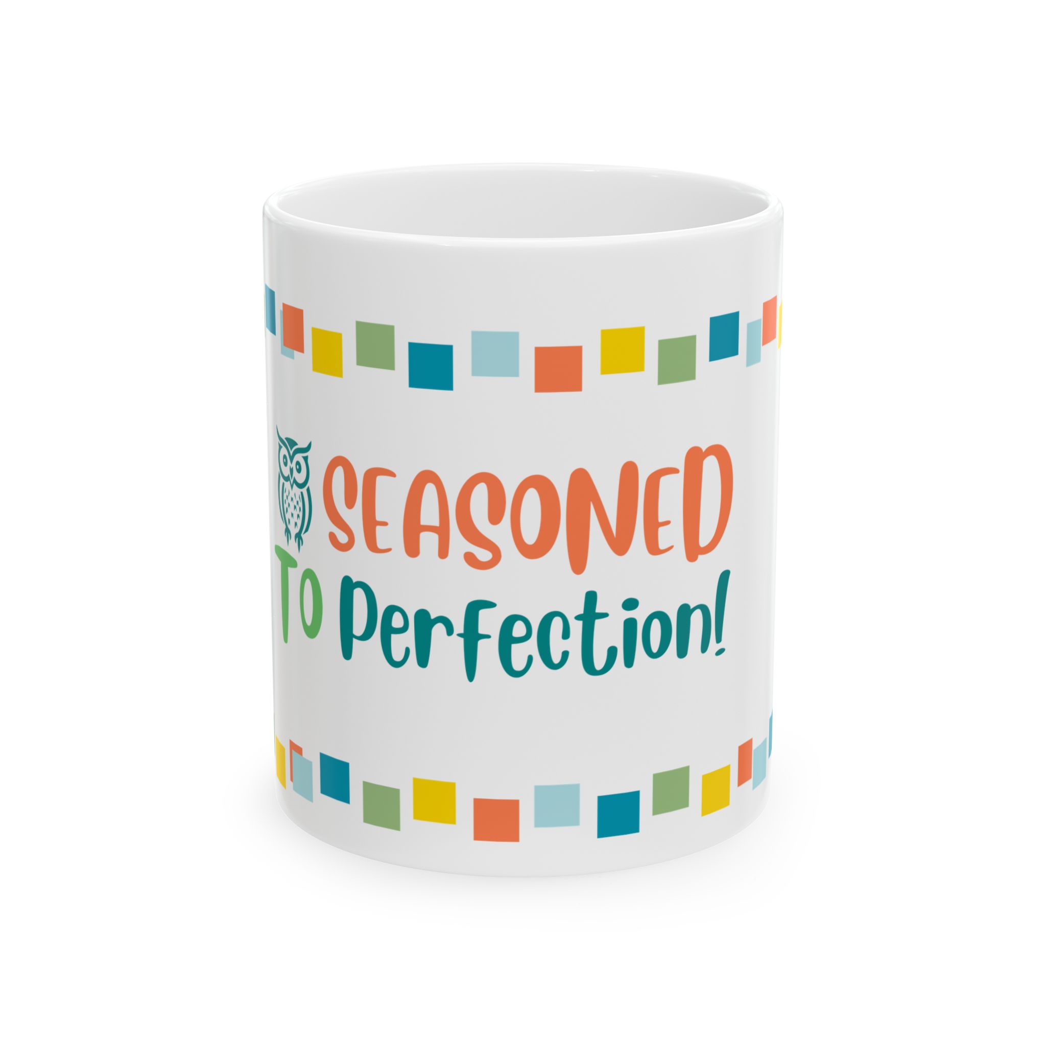 Funny Senior Coffee Mug, Seasoned to Perfection, Gift for Retirees, Elder Humor, Sarcastic Birthday Present, Gag Gift for Grandparents, Over the Hill Mug